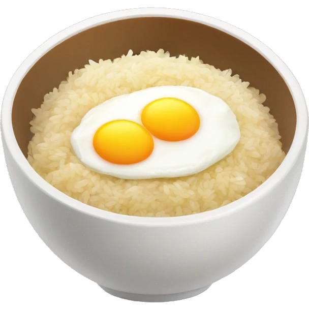 a bowl of rice with two eggs and chicken thigh front view emoji