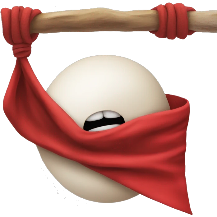 Tied it’s mouth and eye with red cloth emoji