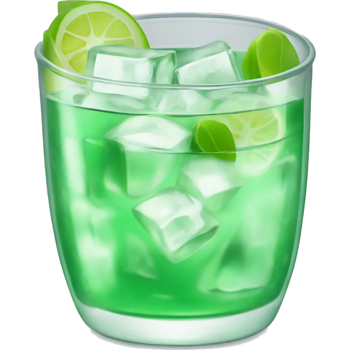 Light green drink in clear cup with ice cubes  emoji