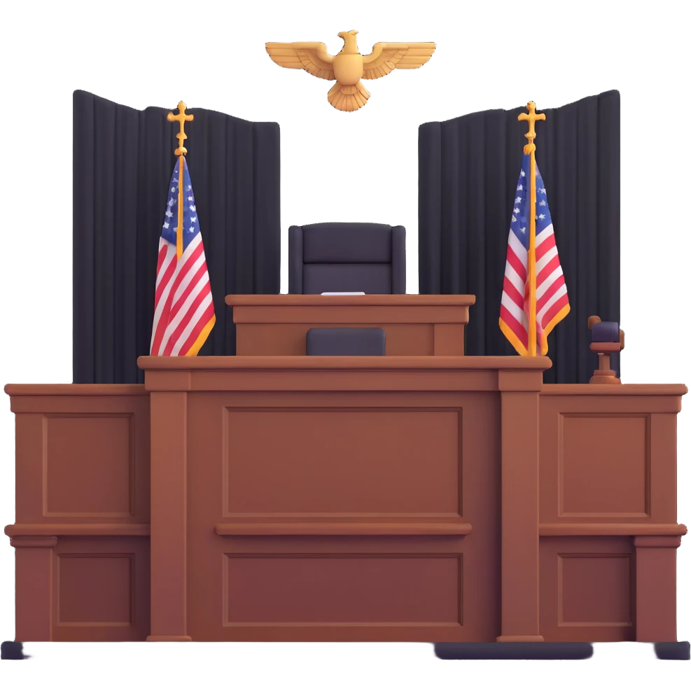 Courtroom with judge bench emoji