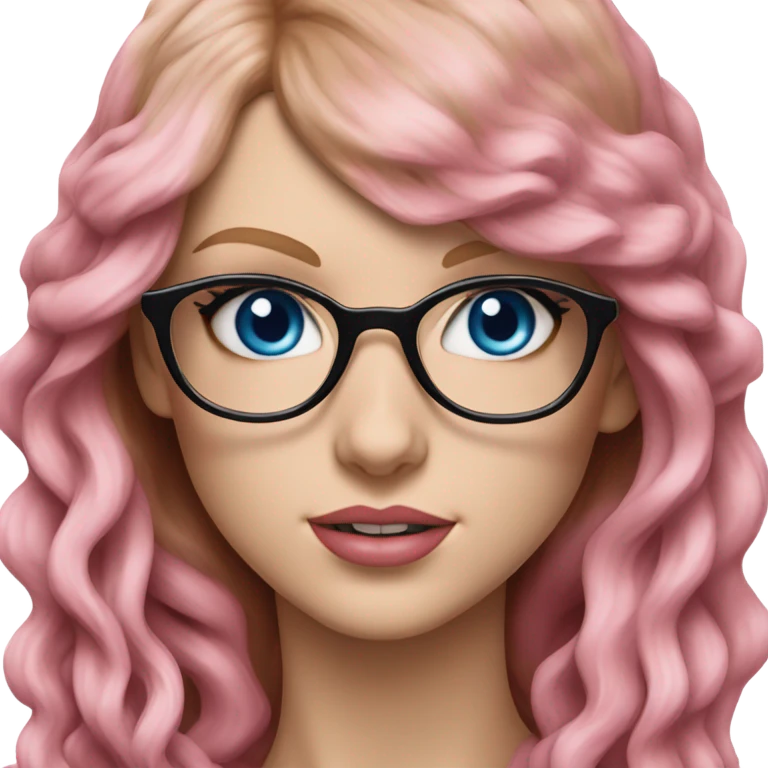 Hyper Realistic Taylor Swift blue eyes and glasses with pink hair  emoji