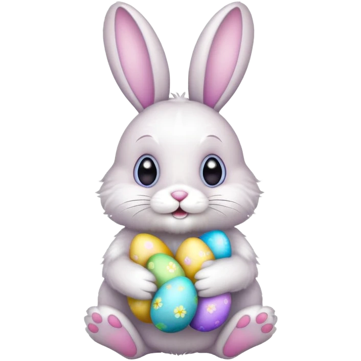 Easter bunny with colorful eggs emoji