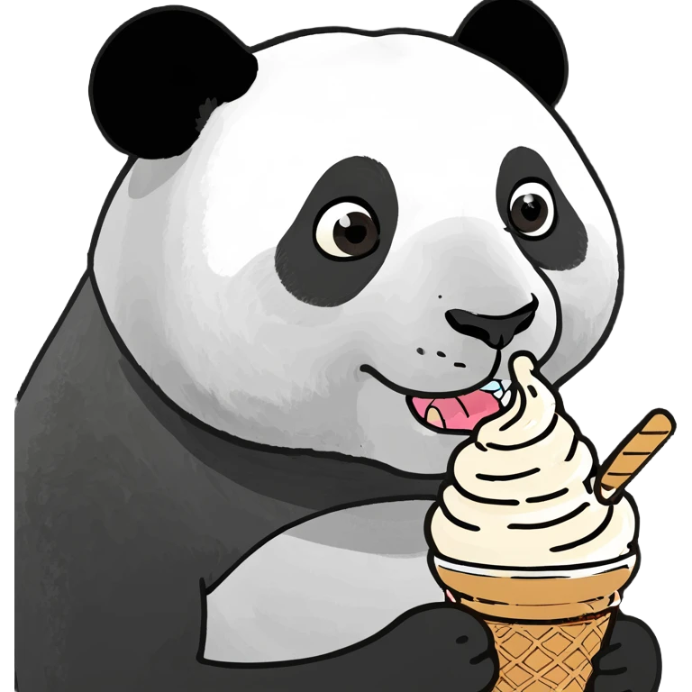 Panda eating ice cream emoji
