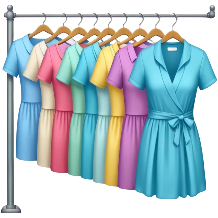 Clothing Store – racks of folded shirts and hanging dresses.

 emoji