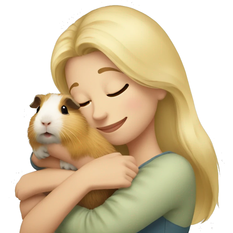 Blonde Woman hugging a guineapig emoji