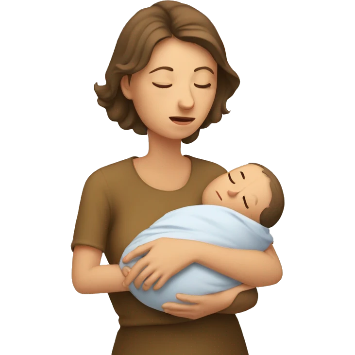 European sad mother with newborn emoji