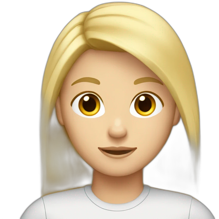 Femme adolescente cheveux blond un peu foncé, peau beige et sweat Decathlon emoji