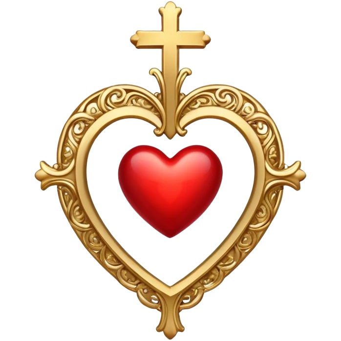 Red heart with gold cross emoji
