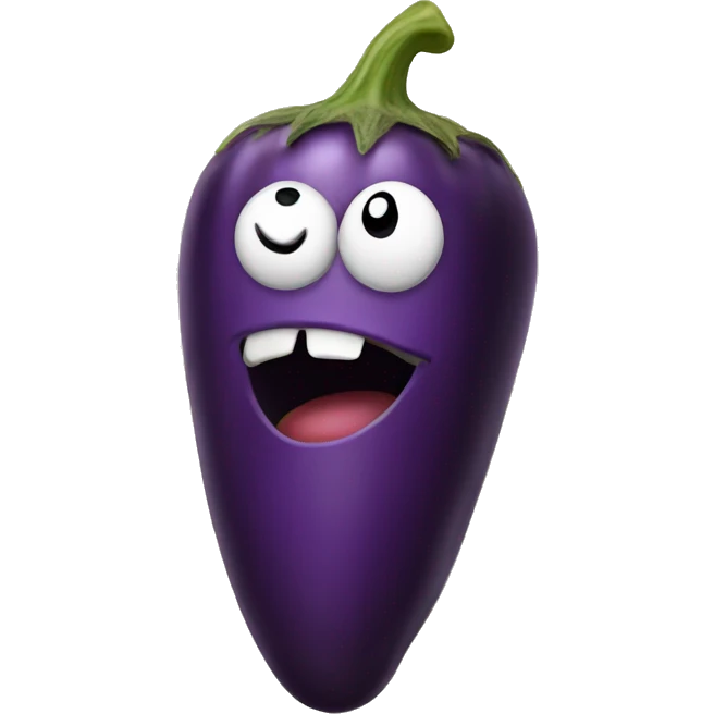Emoji eating eggplant emoji