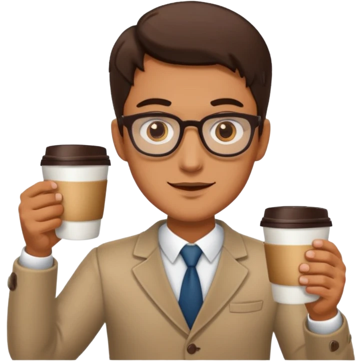 a man with two glasses of coffee emoji