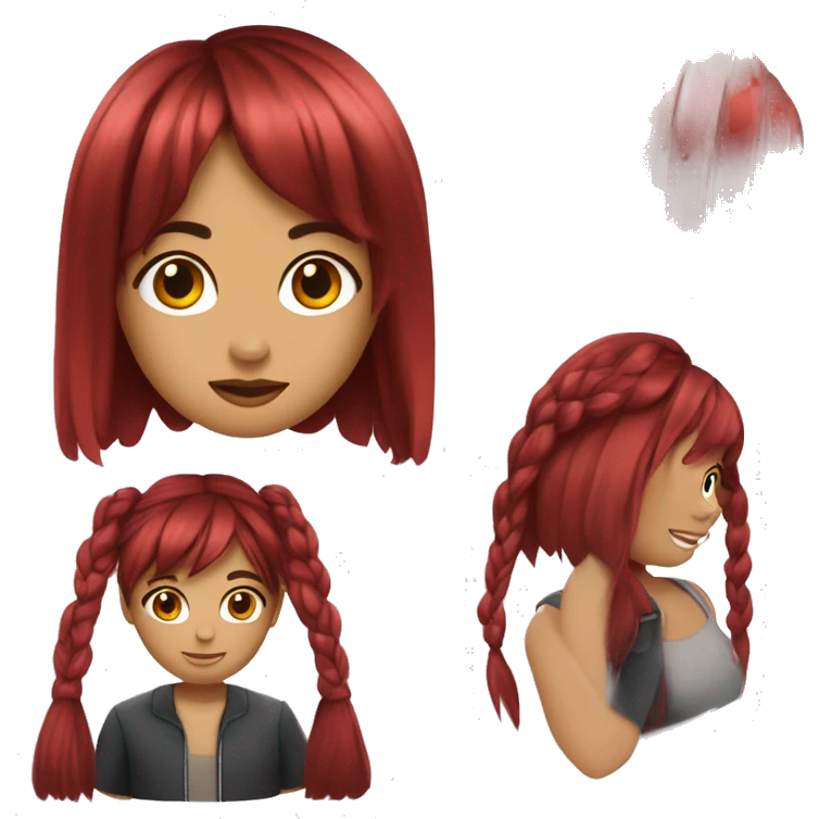 cabello lacio con flequillo de color rojo emoji