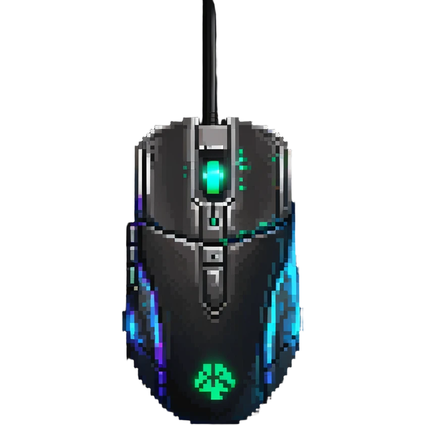 gaming mouse with a glowing logo emoji
