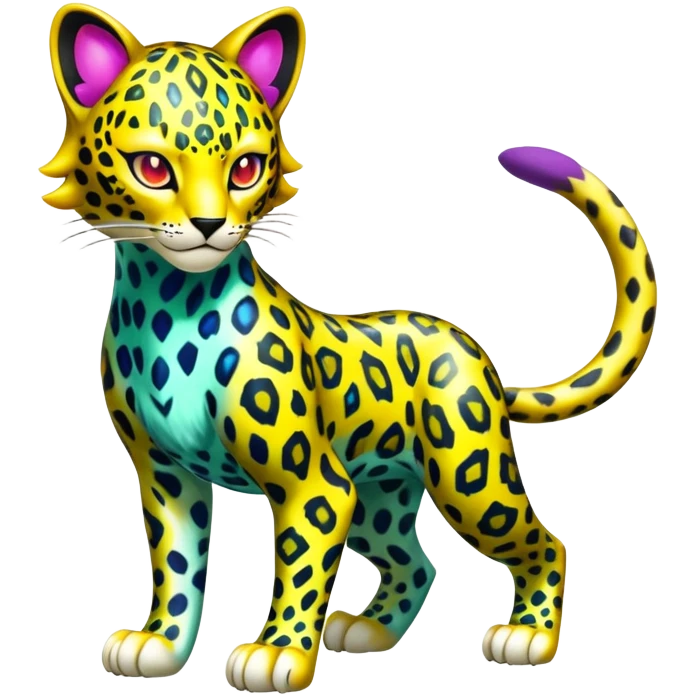 Shiny Elemental Exotic Colorful Epic Cool Tropical Liepard-Delcatty-Pokémon-Fakémon-hybrid-creature (full body) emoji