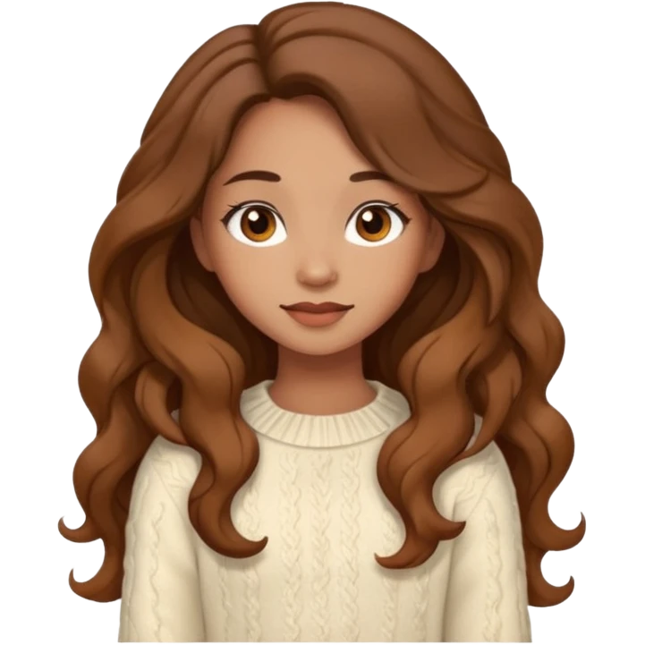 Cozy mixed girl with long wavy hair dressed for fall emoji