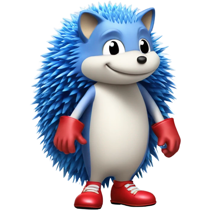 A blue hedgehog wearing white Gloves and red shoes emoji