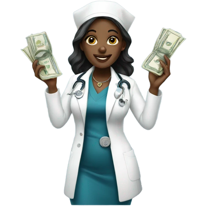 Rich black nurses with money emoji