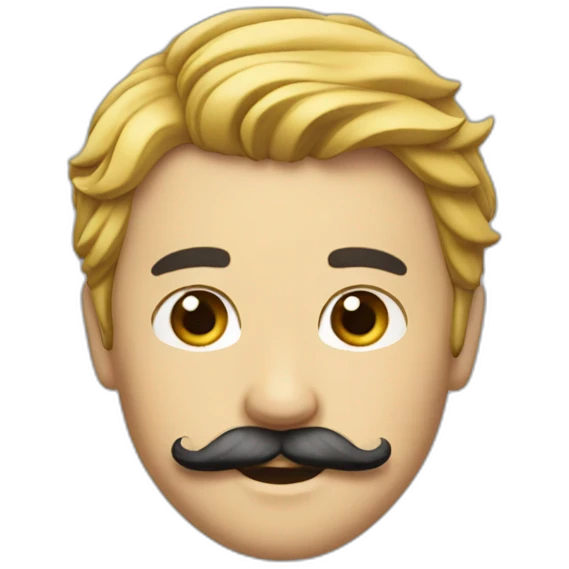 side parted hair and mustache emoji