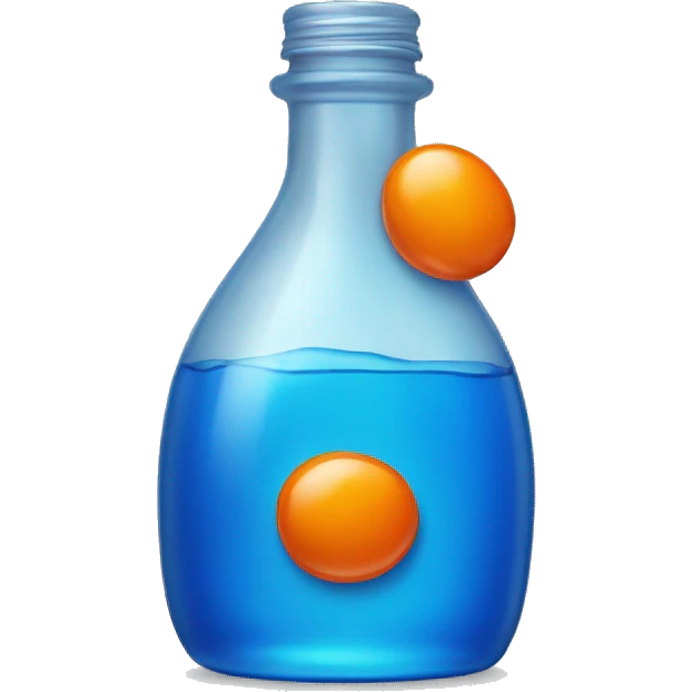 Blue bottle with orange liquid emoji