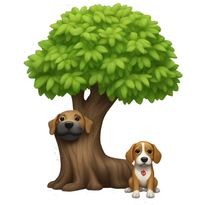 Tree with dog emoji