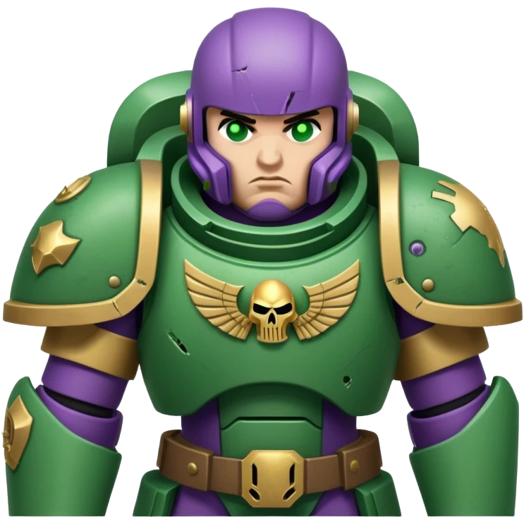 Green violet space marine after ship crash but still strugling emoji