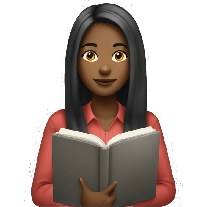young black female student with straight  long hair studying emoji