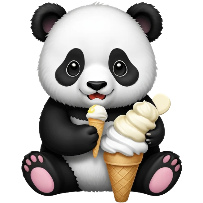 Panda eating ice cream emoji