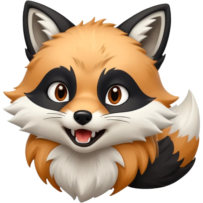 Growling white and black foxfox emoji