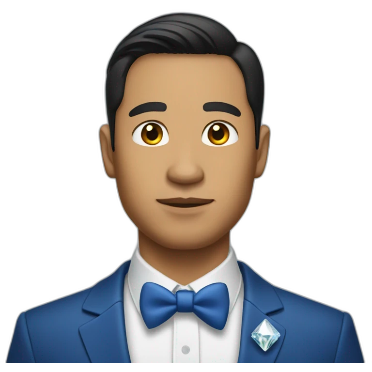 Pilipino man with a diamond earring and a blue suit and tie emoji