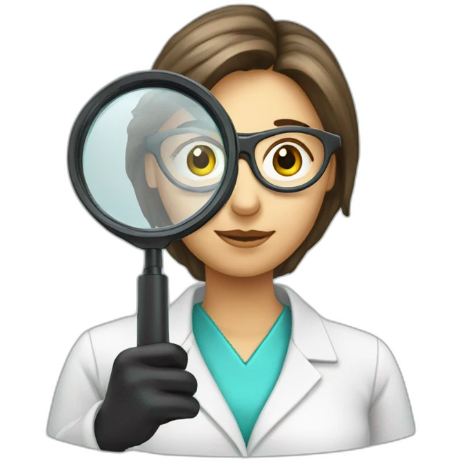 female scientist with magnifying glass emoji
