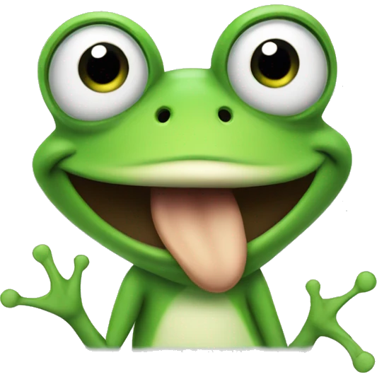 Frog pointing to the sky with a moustache with a smile on his face  emoji