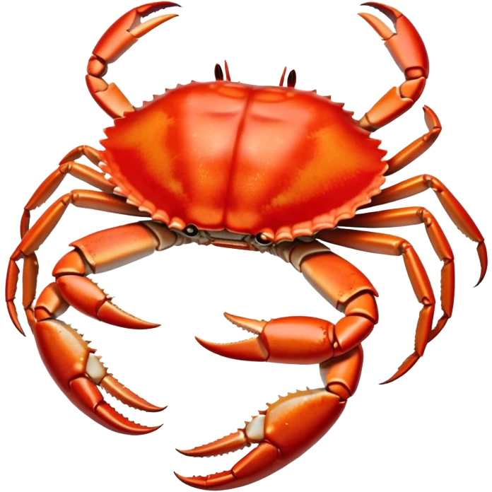 Cinematic rich crab legs, bright red shell glistening, cracked open to reveal tender white meat, warm golden highlights, detailed and delicious. emoji