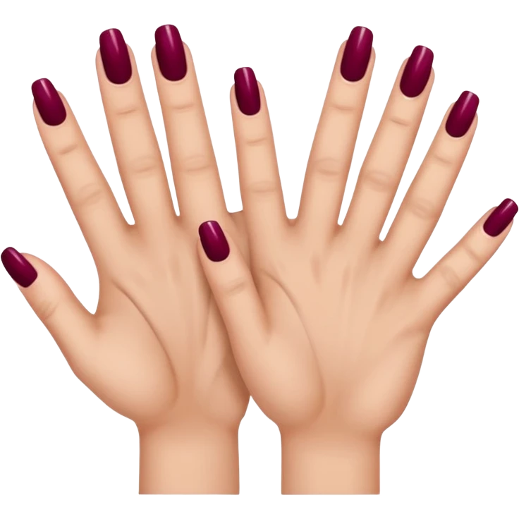 manos de 5 dedos con esmalte de uñas bordo  emoji
