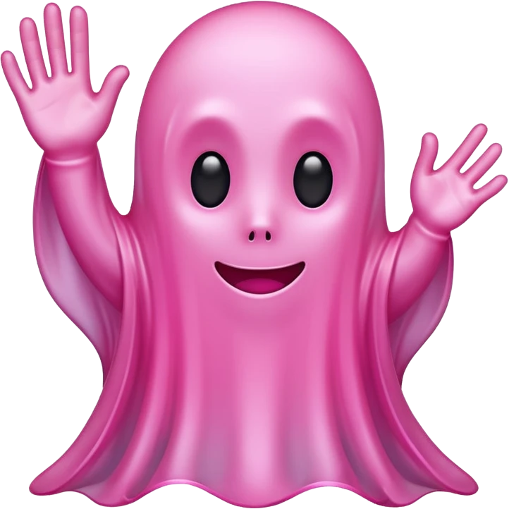 Pink ghost waving softly emoji