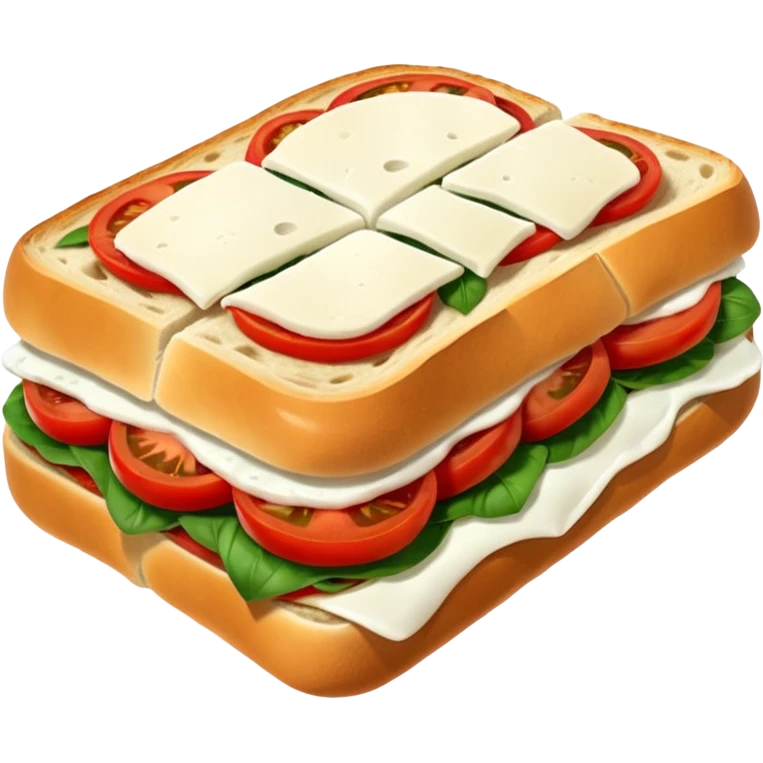 italian foccacia sandwich with tomatoes, mozzarella and basilic emoji