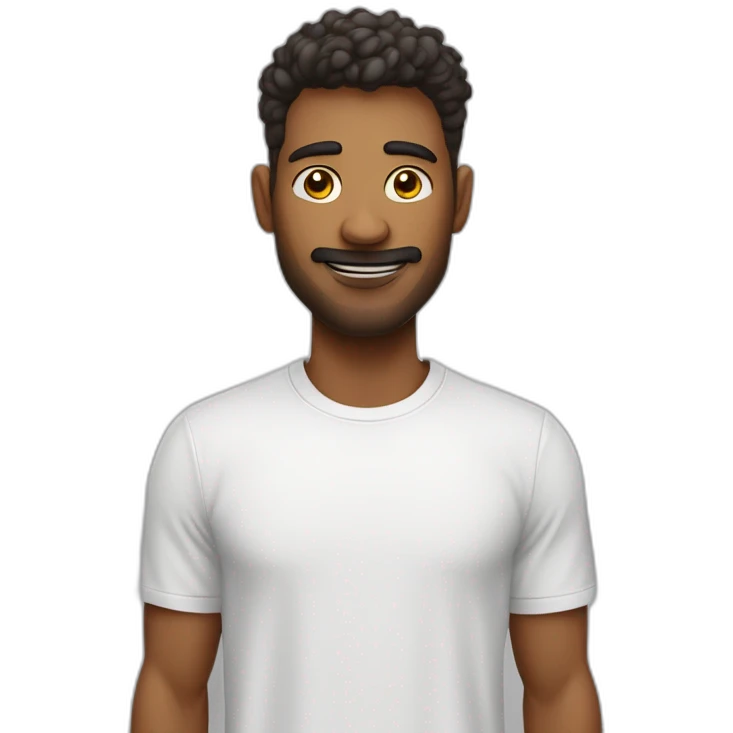 homme valeureux pret a mourir au teint mat avec un tshirt blanc emoji