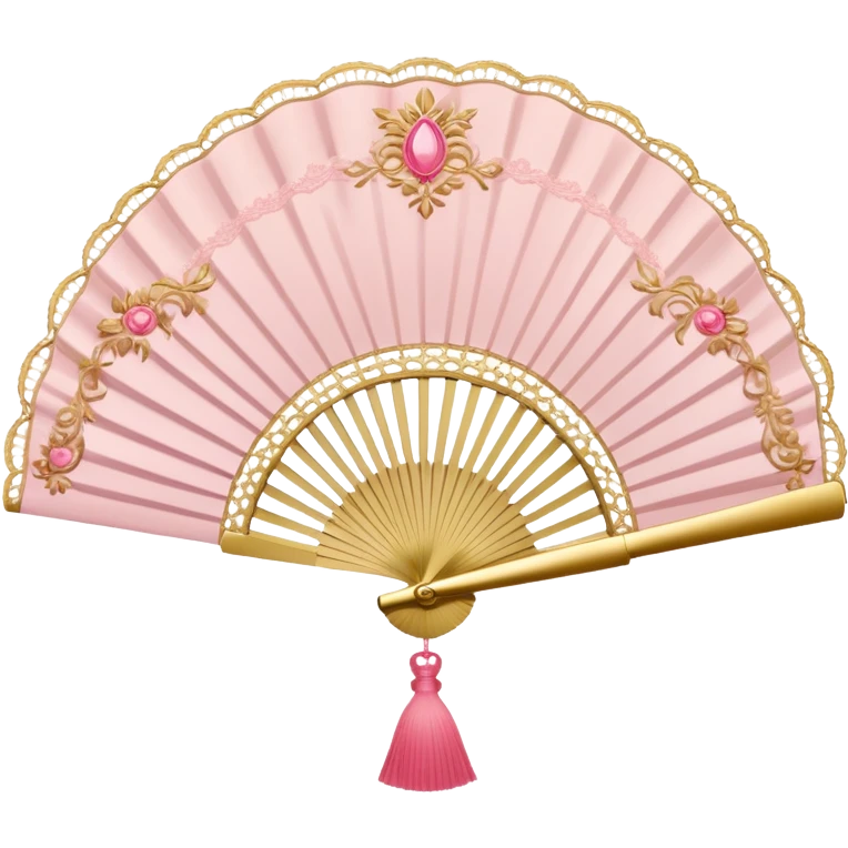 Reddish-pinkish and gold and white rococo pale pink fan with lace emoji