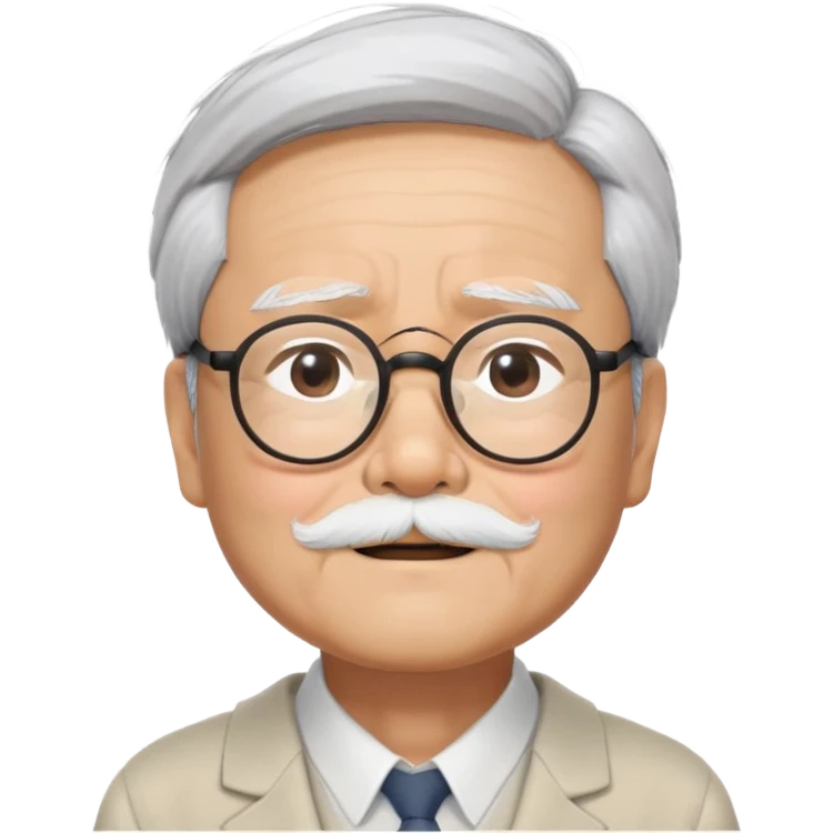 _cinematic-realistic-portrait-of-hayao-miyazaki,-depicted-with--large-rectangular-glasses,-his-happy-expression-rendered-in-lifelike-detail,-illuminated-with-soft,-realistic-lighting-that-emphasizes-his-creative-genius, his eyes shut  and big bushy black eyebrows emoji