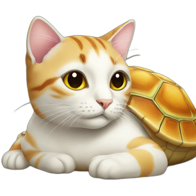 Cat on turtle emoji