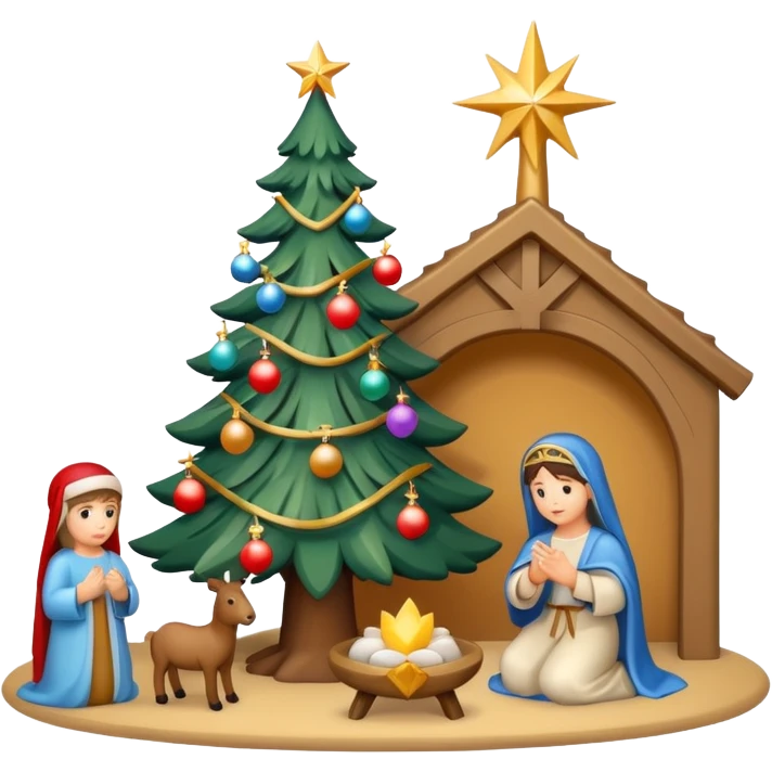 Christmas tree and nativity scene emoji