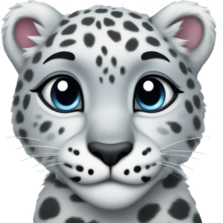 cute snow leopard shows a heart emoji