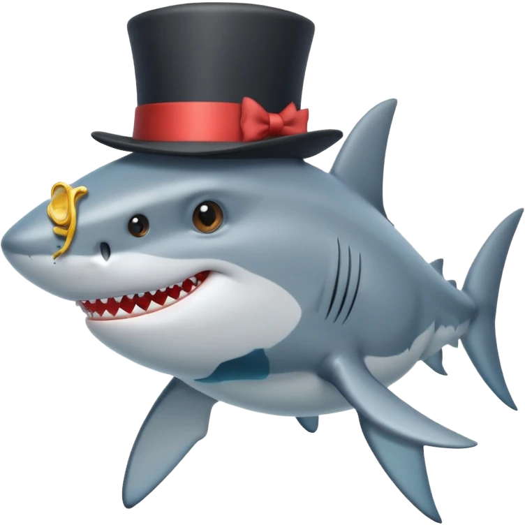 Shark with a top hat emoji
