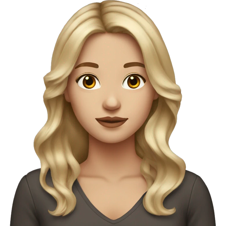 White girl with blonde brown balayage hair emoji