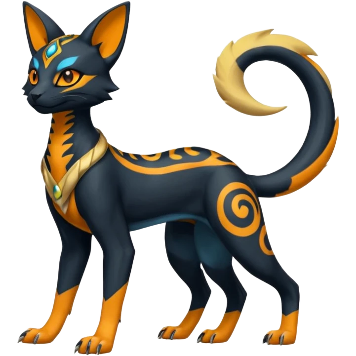 Umbreon-Bastet-Salandit-Zeraora-fusion, full body emoji