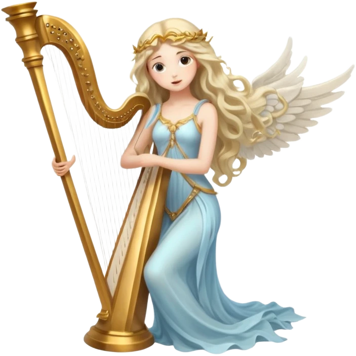 Muse of inspiration with wings and a harp in her hand emoji