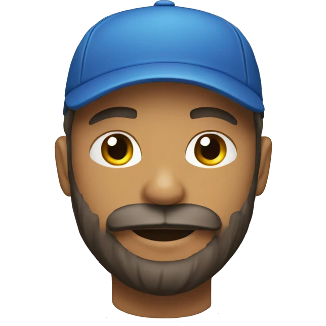 man playing tennis with cap to back and beard emoji