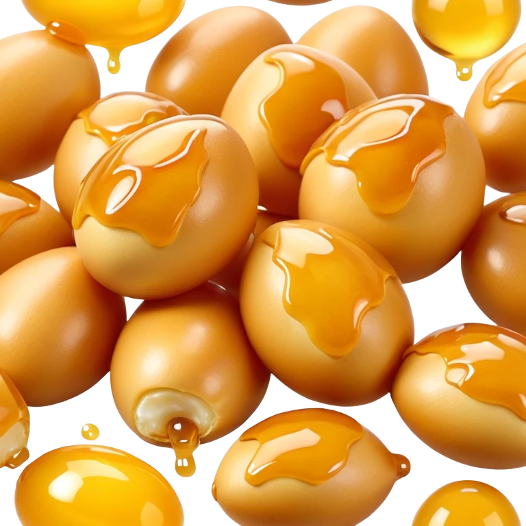 3D rendered authentic Hong Kong egg puffs (港式鸡蛋仔) with honey drizzle, golden color with shiny honey, hyper-realistic egg-shaped bubbles, glossy candy-like finish, detailed texture emoji