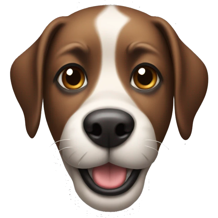 smiling dog with black upright ears and black and brown muzzle emoji