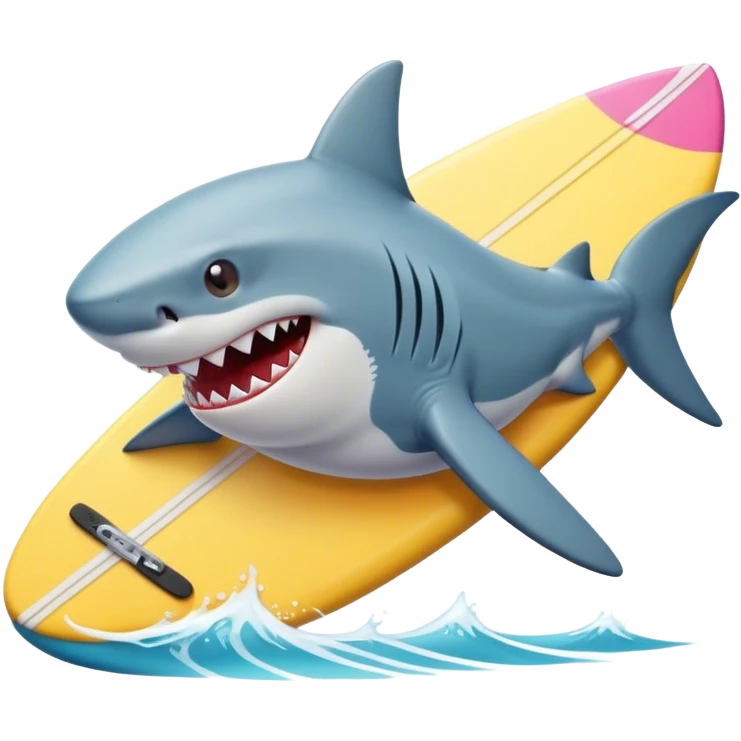 Shark wearing a surf board with a sick beard emoji