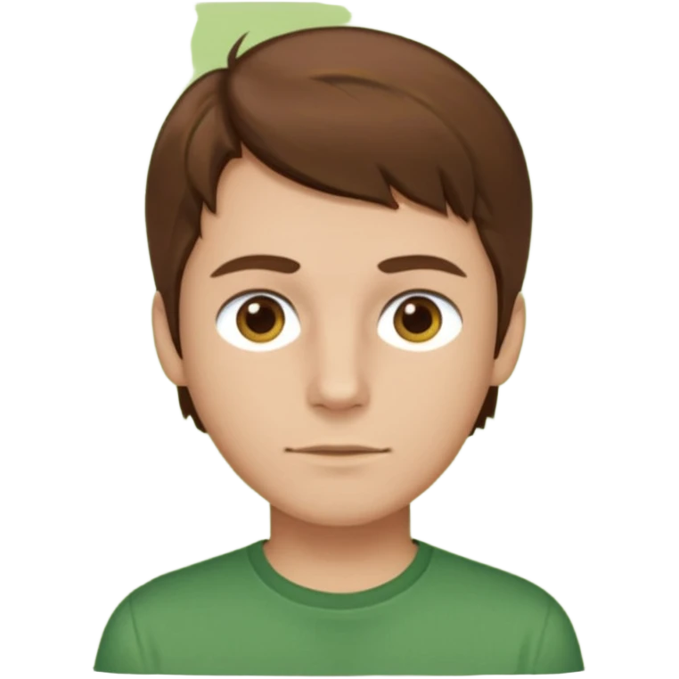 Dom Field brown hair, brown eyes, green shirt emoji