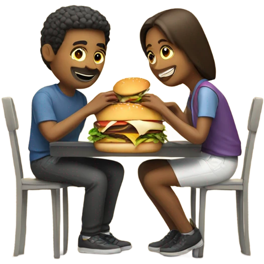couple eating burger emoji